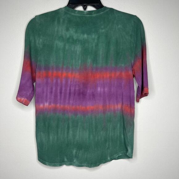 Raquel Allegra Tie Dye Cotton Henley T-Shirt Short Sleeve Sz 1 Small Boho Hippie - Picture 7 of 10